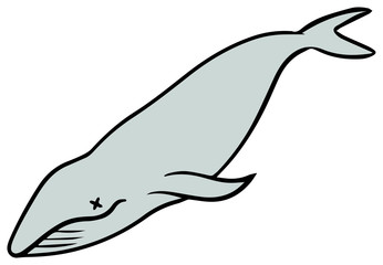 シンプルなクジラのイラスト_弱り顔