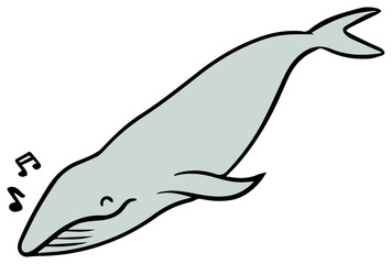 シンプルなクジラのイラスト_笑顔