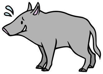シンプルな猪のイラスト_困り顔