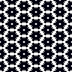 Black and white abstract seamless floral geometric pattern