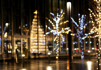 Fototapeta na wymiar Christmas decoration background with lights glowing