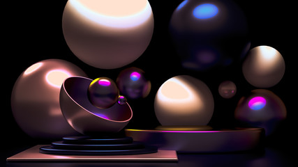 Elegant minimalism geometry background. 3d illustration, 3d rendering.