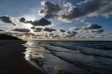Scattered clouds above Baltic sea in autumn time.