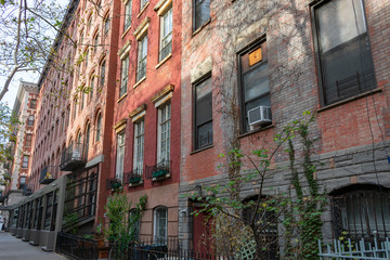 Fototapeta premium Row of Colorful Old Brick Buildings in the East Village of New York City