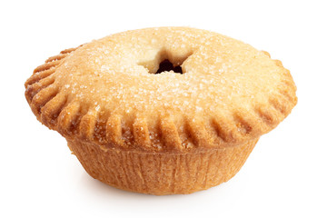 Traditional british christmas mince pie isolated on white.