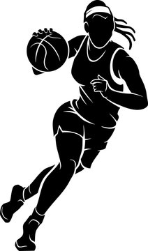 girl basketball player standing silhouette
