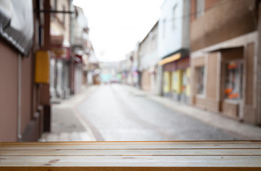Fototapeta premium blurred cafe restaurant club background with wooden table