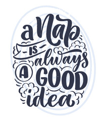 Lettering Slogan about sleep and good night. Vector illustration design for graphic, prints, poster, card, sticker and other creative uses