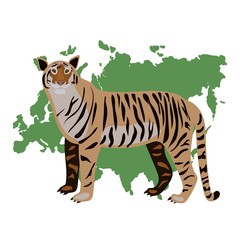tiger On a vector white background map