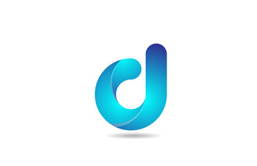 blue gradient logo d alphabet letter design icon for company - obrazy, fototapety, plakaty