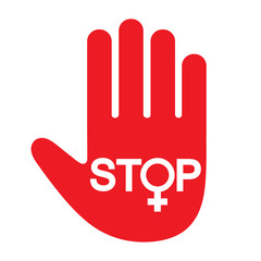 International Women's Violence Day. Stop hand sign.