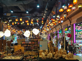 jewelry and sales booth with over head lights in bangkok thailand