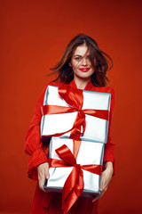 Fototapeta premium Beautiful woman from a gift