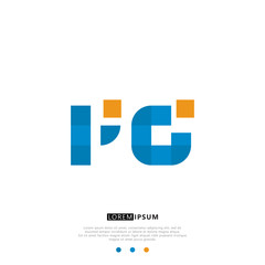 PG P G Logo Monogram with Blue and yellow Colors. modern letter logo design