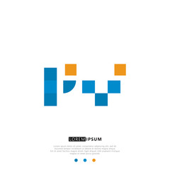 PV P V Logo Monogram with Blue and yellow Colors. modern letter logo design