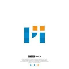 PI P I Logo Monogram with Blue and yellow Colors. modern letter logo design