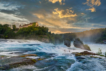 View of the Rhine Falls with the Laufen Castle in Neuhausen