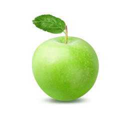 Green apple isolated on white background with clipping path