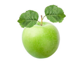 Green apple isolated on white background with clipping path