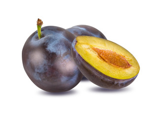Plum isolated on white background with clipping path
