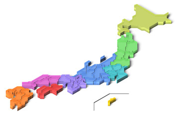 日本地図 白地図 県別 離島 Set 3 Wall Mural Wallpaper Murals Iokuukan