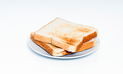Toast bread on white background