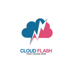 Cloud flash vector logo icon design template-vector