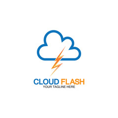 Cloud flash vector logo icon design template-vector