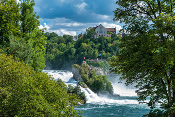 View of the Rhine Falls with the Laufen Castle in Neuhausen