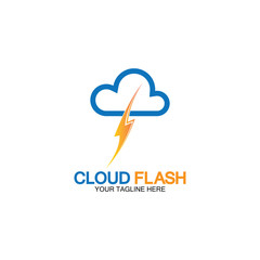 Cloud flash vector logo icon design template-vector
