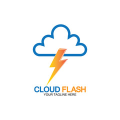 Cloud flash vector logo icon design template-vector