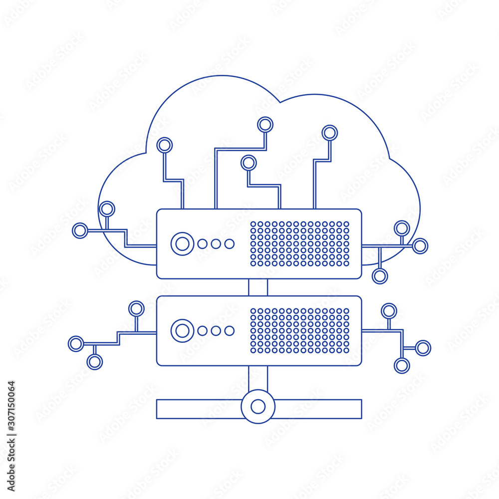 Poster web hosting concept with white background. concept of line icon