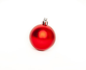 New Year, Christmas ball bauble winter decoration red ball on a white background