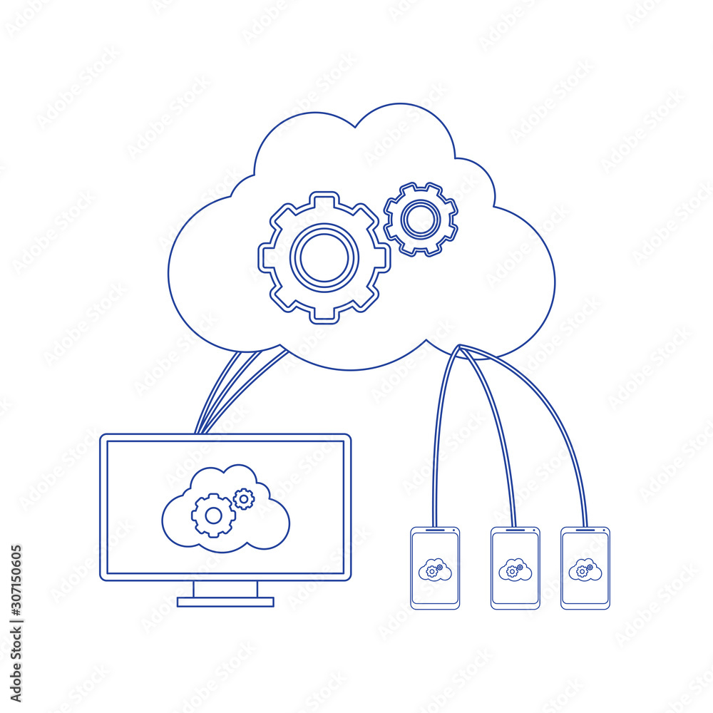 Poster business cloud computing. modern vector illustration for web design. concept of line icon