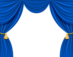 blue theatrical curtain for design vector illustration