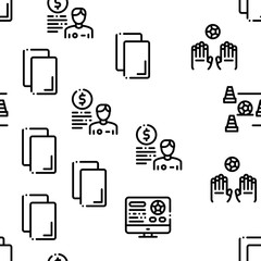 Soccer Football Game Seamless Pattern Vector Thin Line. Illustrations