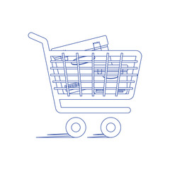 Fast delivery shopping cart icon for web and mobile. Concept of line icon