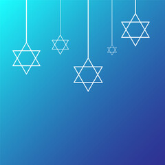 Happy Hanukkah Shining Background with Menorah, David Star. Vector illustration