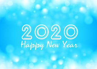 2020 New Year’s card abstract background with snowflakes, vector illustration.
