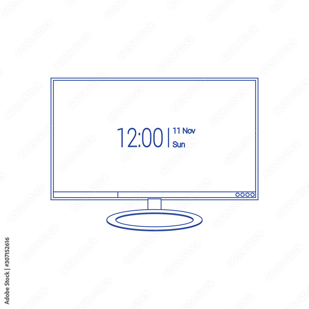Poster realistic monitor. computer. stock vector. concept of line icon