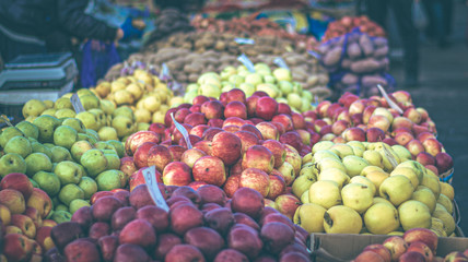 Fresh and colourful apple variety at local farmer's market
