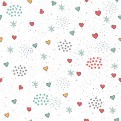 Seamless Pattern with Cute Cherries, pears on cute background