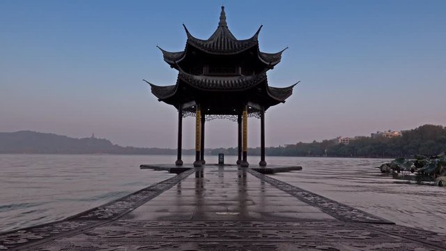 ancient pavilion Jixian at West Lake, Hangzhou, China
