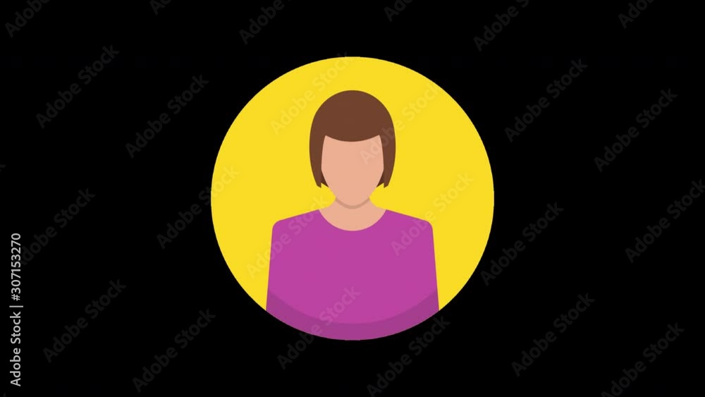 Poster female avatar. loop animation in alpha channel. 4k resolution.