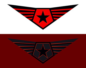 Winged Military Star. Army Chevron. Sign, Icon, Logo and Badge