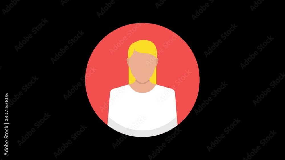 Poster female avatar. loop animation in alpha channel. 4k resolution.