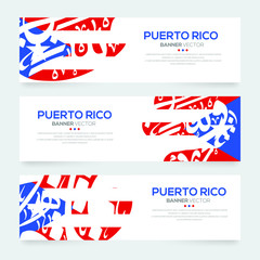 Banner Flag of Puerto Rico ,Contain Random Arabic calligraphy Letters Without specific meaning in English ,Vector illustration