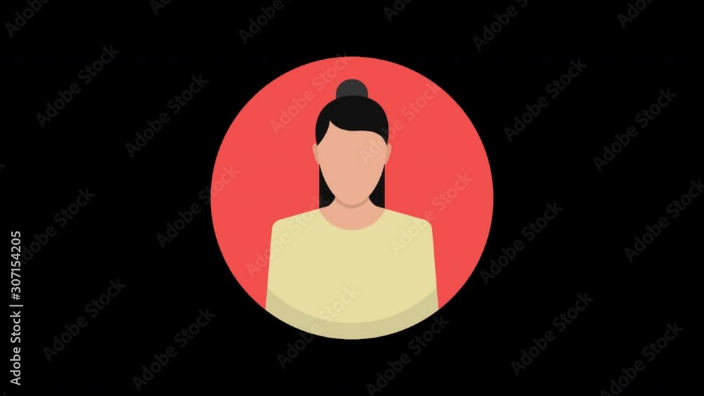 Poster female avatar. loop animation in alpha channel. 4k resolution.