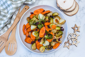 Roasted Vegetables in a White Bowl 