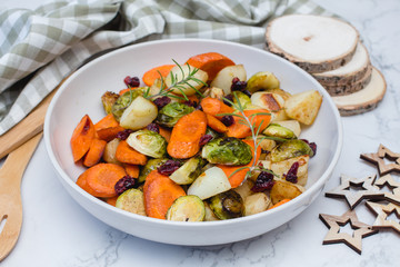 Roasted Vegetables in a White Bowl 